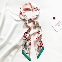 Koreanischen Stil Sommer Blume Und Vogel Gedruckt Damen Dekoration Band Haar Band Schal main image 2