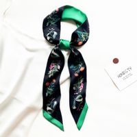 Koreanischen Stil Sommer Blume Und Vogel Gedruckt Damen Dekoration Band Haar Band Schal main image 3