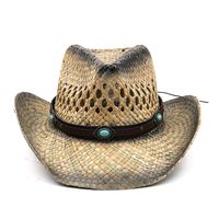 Fashion  New Painted Lacquer Straw Cowboy Hat Men And Women Outdoor Sun Hat sku image 2