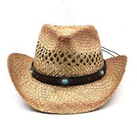 Fashion  New Painted Lacquer Straw Cowboy Hat Men And Women Outdoor Sun Hat sku image 1