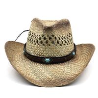 Fashion  New Painted Lacquer Straw Cowboy Hat Men And Women Outdoor Sun Hat sku image 3