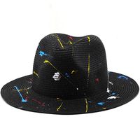 Summer Fashion New Painted Lacquer Graffiti Straw Hat sku image 3