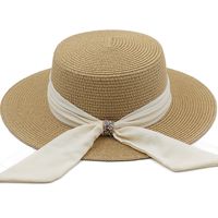 Fashion Retro Straw Hat Sun Protection Seaside Beach Hat Female Summer Big Edge sku image 1