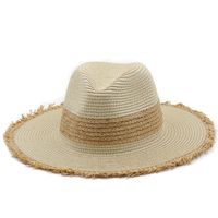 Fashion Women's Summer Retro Color Matching Straw Hat Raw Edge main image 4