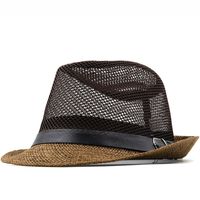 Men's Fashion Gift Wholesale Beach Sun Hat Simple Retro Solid Color Hat sku image 1