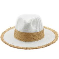 Fashion Women's Summer Retro Color Matching Straw Hat Raw Edge main image 2