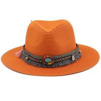 Spring And Summer New Men's And Women's Outdoor Decorative Straw Hat sku image 2