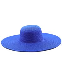 13cm Candy Color Women's Wide Brim Beach Sun-proof Sun Straw Hat sku image 12