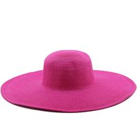 13cm Candy Color Women's Wide Brim Beach Sun-proof Sun Straw Hat sku image 4