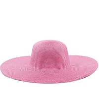 13cm Candy Color Women's Wide Brim Beach Sun-proof Sun Straw Hat sku image 18