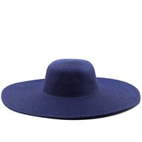 13cm Candy Color Women's Wide Brim Beach Sun-proof Sun Straw Hat sku image 11
