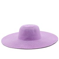 13cm Candy Color Women's Wide Brim Beach Sun-proof Sun Straw Hat sku image 13