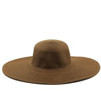 13cm Candy Color Women's Wide Brim Beach Sun-proof Sun Straw Hat sku image 17