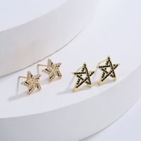 Fashion 18k Gold Plating Zircon Star Geometric Shape Copper Ear Stud Earrings main image 1
