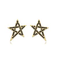 Moda 18k Chapado En Oro Circonio Estrella Forma Geométrica Cobre Pendientes De Perno Prisionero sku image 2