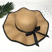 Fashion Elegant Female Summer Sun-proof Travel Big Brim Beach Bow Straw Sun Hat main image 1