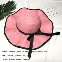 Fashion Elegant Female Summer Sun-proof Travel Big Brim Beach Bow Straw Sun Hat sku image 1