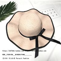 Fashion Elegant Female Summer Sun-proof Travel Big Brim Beach Bow Straw Sun Hat sku image 2