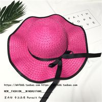 Fashion Elegant Female Summer Sun-proof Travel Big Brim Beach Bow Straw Sun Hat sku image 3