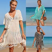 Fashion New White Beige Bandage Beach Cover-up Seaside Vacation Outwear Blouse main image 1