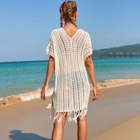 Fashion New White Beige Bandage Beach Cover-up Seaside Vacation Outwear Blouse main image 2