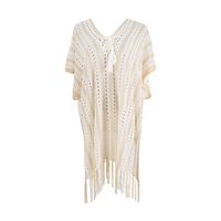 Fashion New White Beige Bandage Beach Cover-up Seaside Vacation Outwear Blouse main image 4