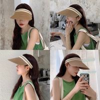 Female Summer Peaked Face Cover Sun-proof Topless Vacation Straw Sun Hat main image 1