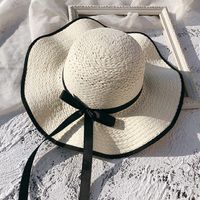 Female Summer Sun-proof Seaside Travel Big Brim Face Cover Straw Sun Hat sku image 4
