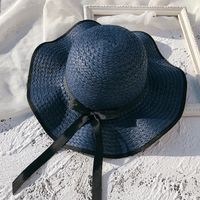 Female Summer Sun-proof Seaside Travel Big Brim Face Cover Straw Sun Hat sku image 1