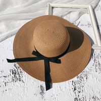 Female Summer Sun-proof Seaside Travel Big Brim Face Cover Straw Sun Hat sku image 7