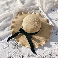 Female Summer Sun-proof Seaside Travel Big Brim Face Cover Straw Sun Hat sku image 9
