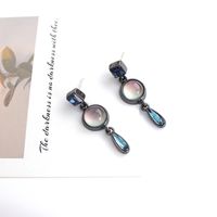 Fashion Vintage Blue Crystal Eardrops Baroque Style Stud Earrings sku image 1