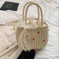 Femmes D'été De 2022 Nouvelle Mode Portable Seau Sac Tissé Écharpe Plage Sac main image 5