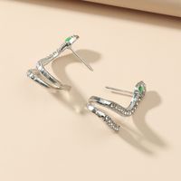 Fashion Ornament Rhinestone Inlaid Drop Oil Snake Stud Earrings main image 3