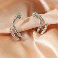 Fashion Ornament Rhinestone Inlaid Drop Oil Snake Stud Earrings sku image 1
