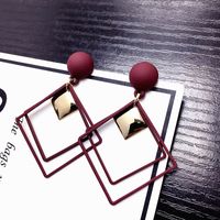 New Geometric Square Square Earrings Retro Long Paragraph Exaggerated Earrings Wholesale Nihaojewelry sku image 2