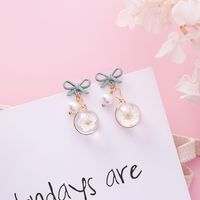 Bow Pearl Flower Earrings Sweet Glazed Cherry Blossom Bulb Earrings sku image 6