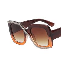 New Fashion Square Frame S-shaped Inlaid Diamond Women Sunglasses sku image 4