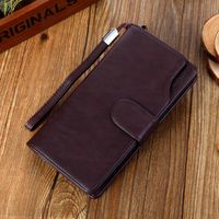 New Men's Wallet Long Oil Wax Leather Clutch Classic Crazy Horse Leather Retro European And American Wallet sku image 2