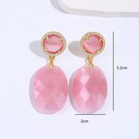 Fashion Pink Pendant Oval Copper Acrylic Drop Earrings main image 5