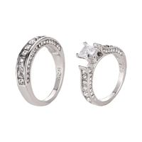 New Couple Two-piece Big Zircon Ring Environmental Protection Copper Diamond Bridal Wedding Ring sku image 2