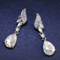 Aretes De Aleación De Cristal En Forma De Lágrima Femenina Se Elevó Nhas121117 sku image 5