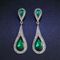 Aretes De Aleación De Cristal En Forma De Lágrima Femenina Se Elevó Nhas121117 sku image 29