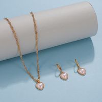 Fashion Simple Pearl Heart Alloy Necklace And Earrings Suite main image 1