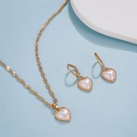Fashion Simple Pearl Heart Alloy Necklace And Earrings Suite main image 2