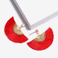 Womens Fan-shaped Rhinestone Alloy Tassel Soaring Earrings Nhas121051 sku image 7