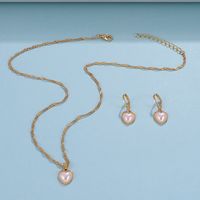 Fashion Simple Pearl Heart Alloy Necklace And Earrings Suite main image 3