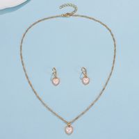Fashion Simple Pearl Heart Alloy Necklace And Earrings Suite main image 4