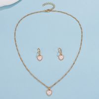 Mode Simple Perle Coeur Alliage Collier Et Boucles D'oreilles Suite main image 4