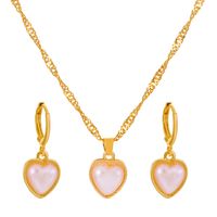 Fashion Simple Pearl Heart Alloy Necklace And Earrings Suite main image 5